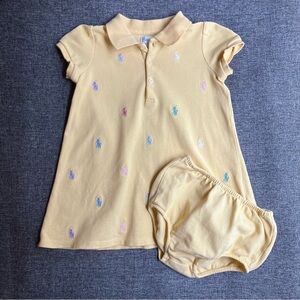 Ralph Lauren Baby Girl Polo Pony Piqué Polo Dress Yellow 18M